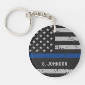 Thin Blue Line - Politieagent - Amerikaanse vlag Sleutelhanger (Voorkant)