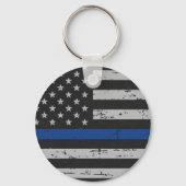 Thin Blue Line - Politieagent - Amerikaanse vlag Sleutelhanger (Achterkant)