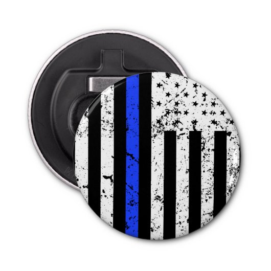 Thin Blue Line - Politieagent - flesopening Button Flesopener (Voorkant)