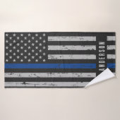 Thin Blue Line - Politieagent - K9 Politiehond Badhanddoek (Badhanddoek)