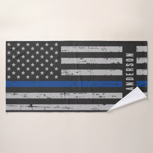 Thin Blue Line - Politieagent - K9 Politiehond Badhanddoek (Badhanddoek)
