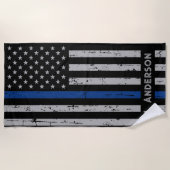 Thin Blue Line - Politieagent - K9 Politiehond Strandlaken (Voorkant)