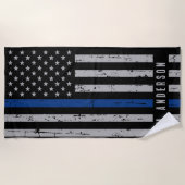 Thin Blue Line - Politieagent - K9 Politiehond Strandlaken (Voorkant)