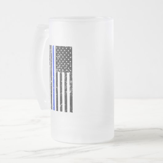 Thin Blue Line - Politieagent - Mok bier (Voorkant links)