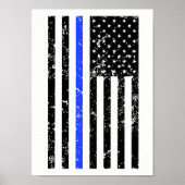 Thin Blue Line - Politieagent - Vlag Poster (Voorkant)