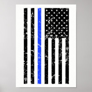 Thin Blue Line - Politieagent - Vlag Poster