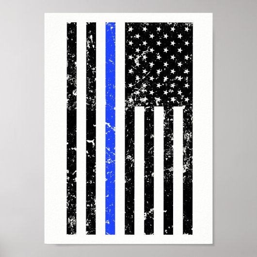 Thin Blue Line - Politieagent - Vlag Poster (Voorkant)