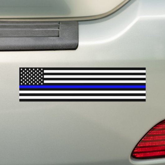 Thin blue line politieondersteuning bumpersticker (Op auto)