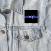 Thin Blue Line: Politievrouw Vierkante Button 5,1 Cm (In situ)