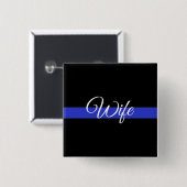 Thin Blue Line: Politievrouw Vierkante Button 5,1 Cm (Voorkant /achterkant)