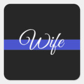 Thin Blue Line: Politievrouw Vierkante Sticker (Voorkant)