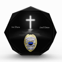 Thin Blue Line Reflective Cross Memorial Badge