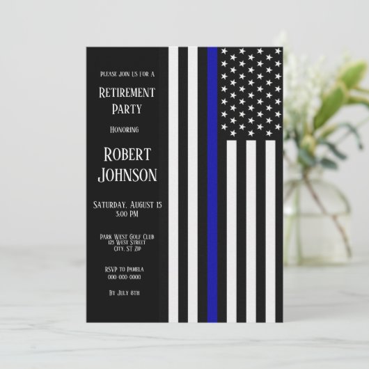 Thin Blue Line Retirement Kaart (Staand voorkant)