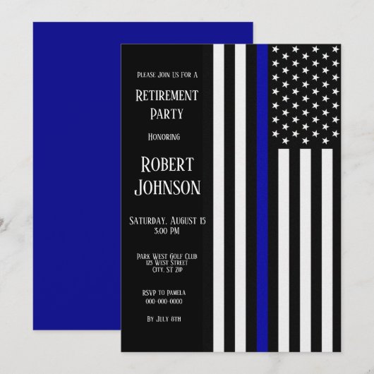 Thin Blue Line Retirement Kaart (Voorkant / Achterkant)