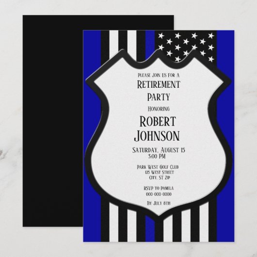 Thin Blue Line Retirement Kaart (Voorkant / Achterkant)