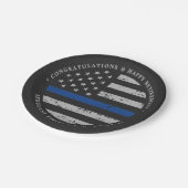 Thin Blue Line Retirement Police Gefeliciteerd Papieren Bordje (Gekanteld)