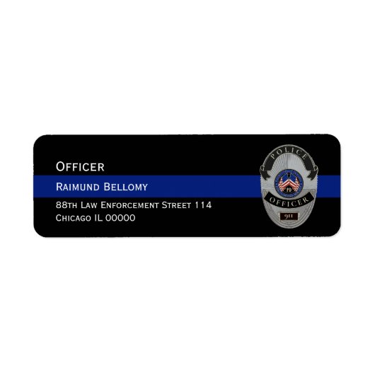 Thin Blue Line Return-adreslabel Etiket (Voorkant)