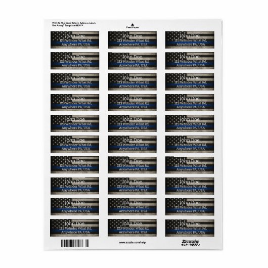 Thin Blue Line Return Labels (Full Sheet)