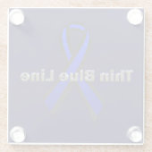 Thin Blue Line Ribbon Glazen Onderzetter (Achterkant)