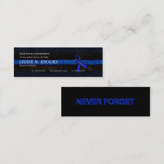 Thin Blue Line Ribbon Politieagent Mini Visitekaartje (Voorkant / Achterkant)