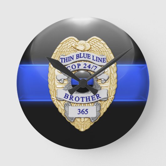 Thin Blue Line Ronde Klok (Voorkant)