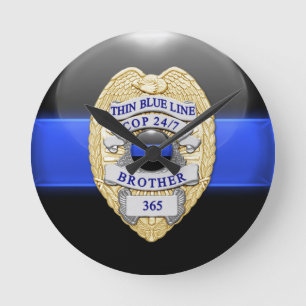 Thin Blue Line Ronde Klok