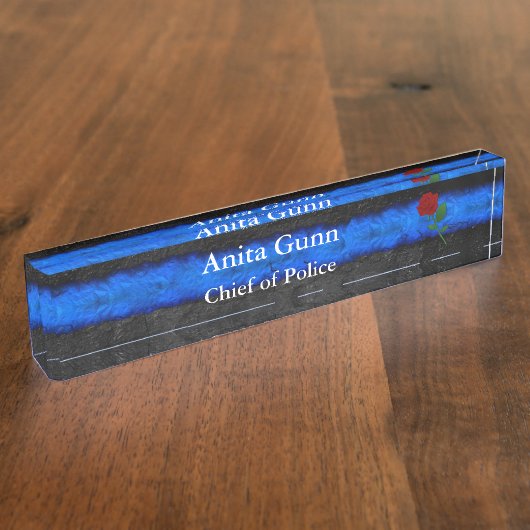 Thin Blue Line - Roos Desk Name plate Naambordje (Zijkant)