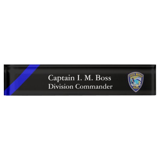Thin Blue Line Santa Monica Patch Desk Name Bord Naambordje (Voorkant)