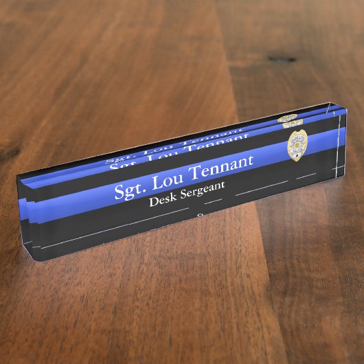 Thin Blue Line - sergeant Badge Rank Naambordje (Zijkant)