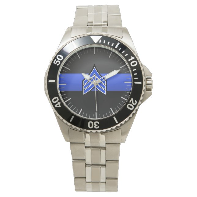 Thin Blue Line - sergeant Stripes Watch Horloge (Voorkant)