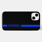 Thin Blue Line Serviceman | Naam op streep iPhone Hoesje (Achterkant horizontaal)