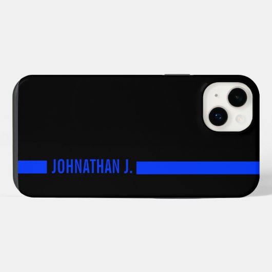 Thin Blue Line Serviceman | Naam op streep iPhone Hoesje (Achterkant horizontaal)