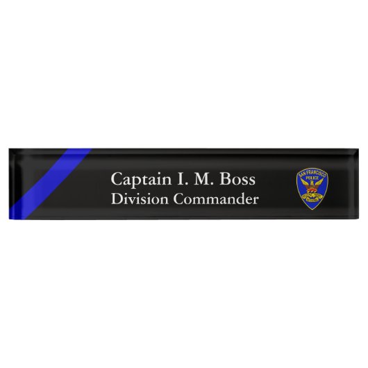 Thin Blue Line SFPD Patch Desk Name Bord Naambordje (Voorkant)
