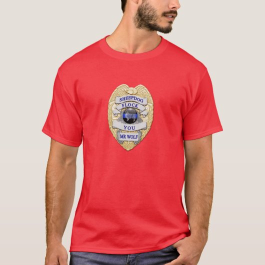 Thin Blue Line Sheepdog Badge TBL-toets T-shirt (Voorkant)