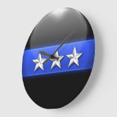 Thin Blue Line - Silver 3-Star Chief Rank Insignia Grote Klok (Hoek)