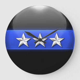 Thin Blue Line - Silver 3-Star Chief Rank Insignia Grote Klok