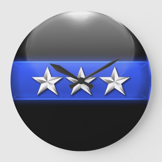 Thin Blue Line - Silver 3-Star Chief Rank Insignia Grote Klok (Voorkant)