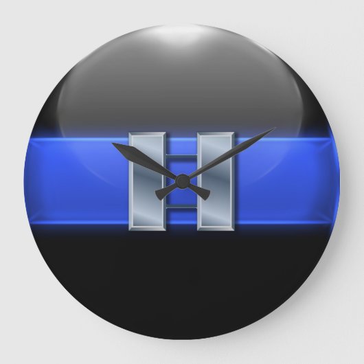 Thin Blue Line - Silver Police Captain Bars Grote Klok (Voorkant)