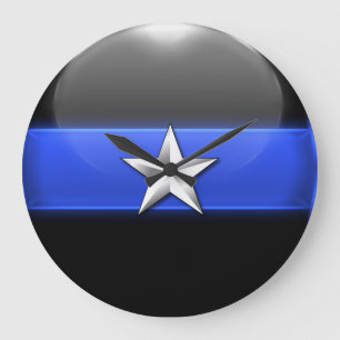 Thin Blue Line - Silver Star Police Chief Insignia Grote Klok