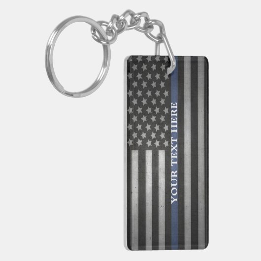 Thin Blue Line Sleutelhanger, aangepast Sleutelhanger (Voorkant Links)