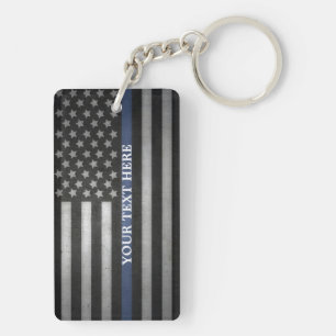 Thin Blue Line Sleutelhanger, aangepast Sleutelhanger