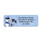 Thin Blue Line Snowman Vakantie Retouradres Etiket (Voorkant)