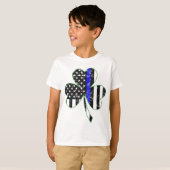 Thin Blue Line St Patricks Day Shamrock Police GIF T-shirt (Voorkant volledig)