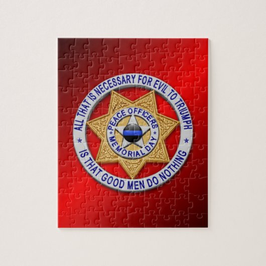 Thin Blue Line Star Badge Legpuzzel (Verticaal)