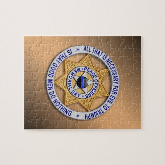 Thin Blue Line Star Badge Legpuzzel (Horizontaal)