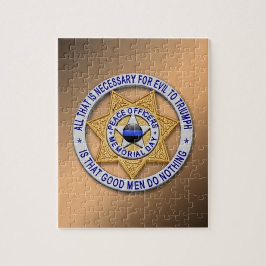 Thin Blue Line Star Badge Legpuzzel (Verticaal)