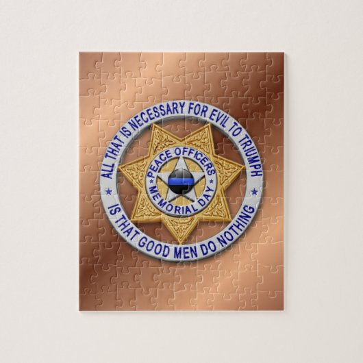 Thin Blue Line Star Badge Legpuzzel (Verticaal)