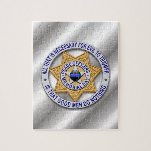 Thin Blue Line Star Badge Legpuzzel (Verticaal)