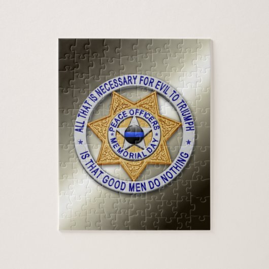 Thin Blue Line Star Badge Legpuzzel (Verticaal)