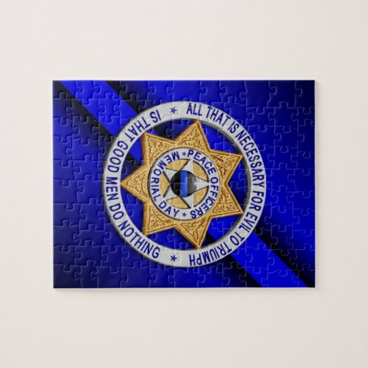 Thin Blue Line Star Badge Legpuzzel (Horizontaal)